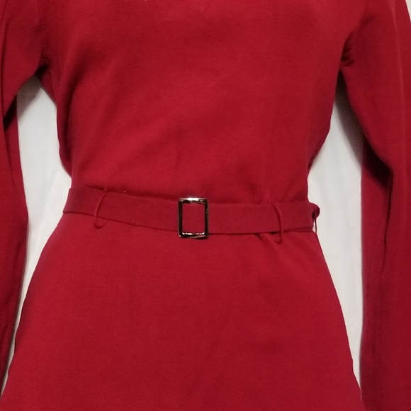Bcbgmaxazria turtleneck red belted sweater L - Picture 5 of 11